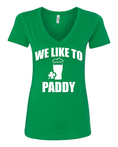 We Like to Paddy Shamrock St. Patrick's Day Women V-Neck T-Shirt Green Irish