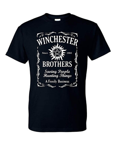 Supernatural Winchester Brothers Whiskey Style Unisex T-Shirt - New Black