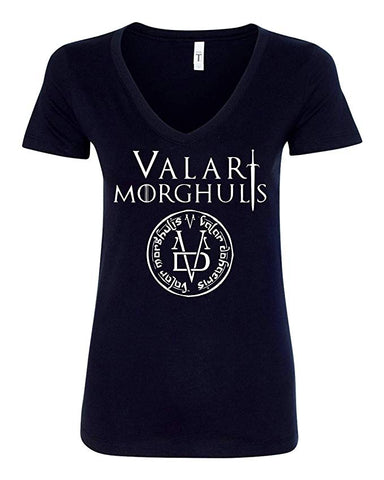 Game of Thrones Valar Morghulis All Men Must Die Women V-Neck T-Shirt - Black New TV SHOW