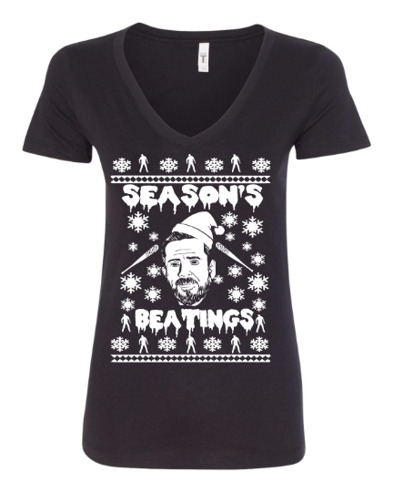 Season's Beatings Negan Funny Walking Dead Ugly Christmas Sweater Women's T-Shirt