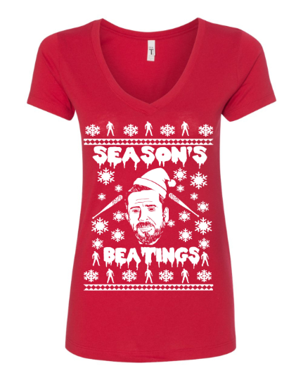 Season s Beatings Negan Funny Walking Dead Ugly Christmas Sweater Wome Freedomtees USA