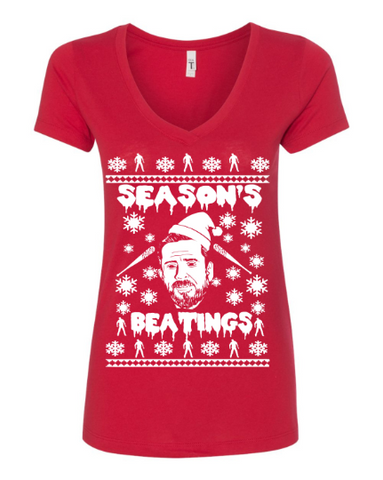 Season's Beatings Negan Funny Walking Dead Ugly Christmas Sweater Women's T-Shirt