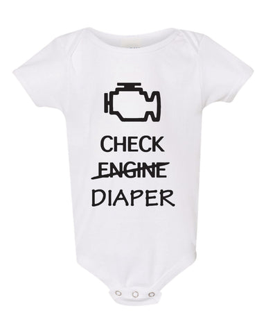 Check Diaper Funny Check Engine Car Baby Bodysuit Breastfeeding Baby shirt Funny Baby Clothes Funny Unisex Baby