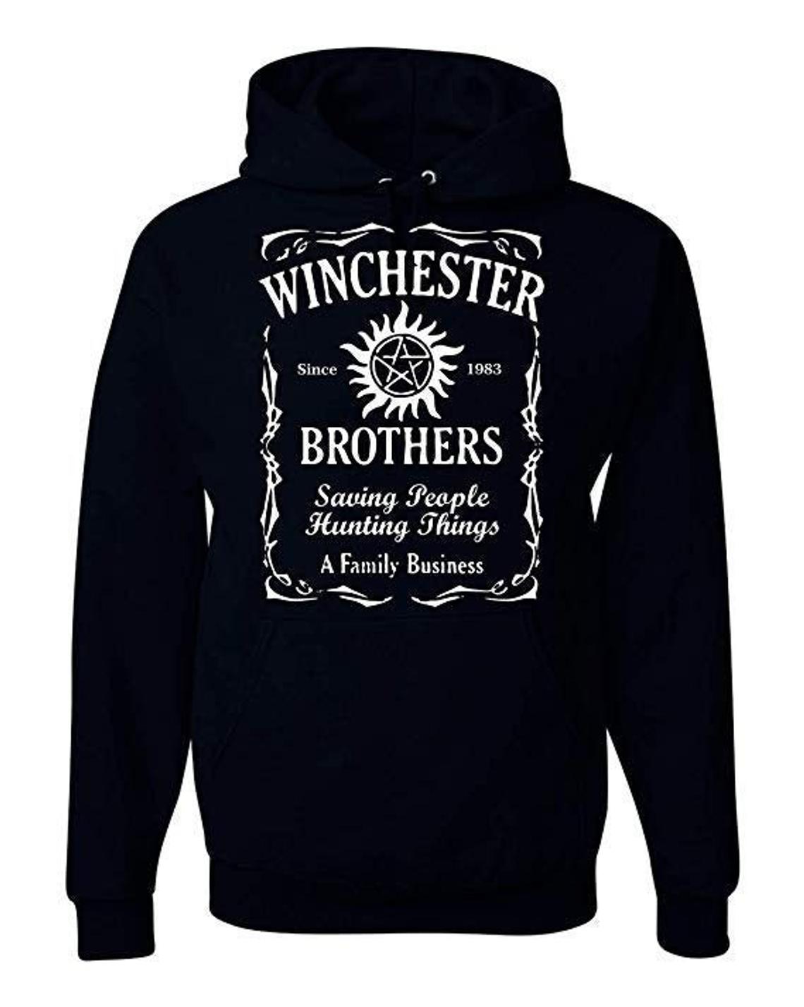 Supernatural Winchester Brothers Whiskey Style Unisex Hooded Sweatshirt - New Black