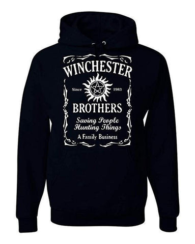 Supernatural Winchester Brothers Whiskey Style Unisex Hooded Sweatshirt - New Black
