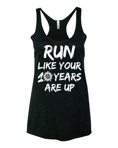 Supernatural Run Like Your 10 Years are up Winchester Brothers Women's Tank Top - Black New