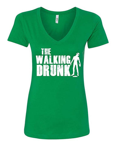 The Walking Drunk St. Patrick's Day Funny Irish Women V-Neck T-Shirt - Green New