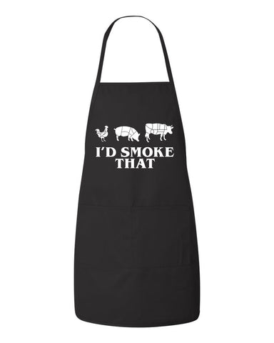 I'd Smoke That Mom Dad Joke Father's Day Mother's Day BBQ Gift Apron Kitchen
