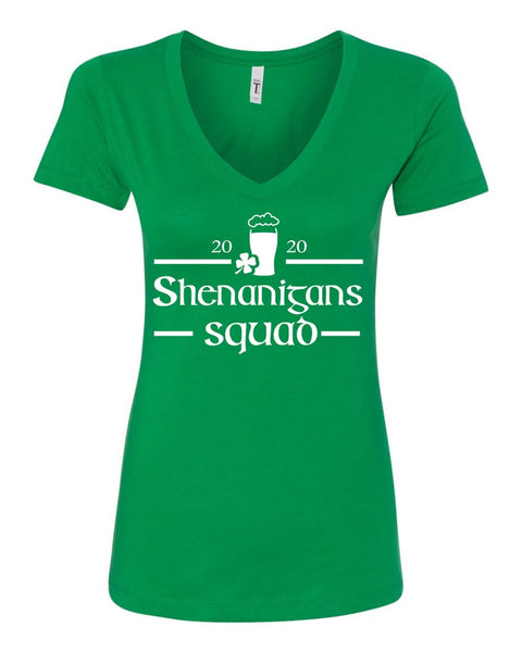 Shenanigans Squad St. Patrick's Day Shamrock Women V-Neck T-Shirt