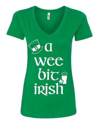 A Wee BIT Irish St. Patrick's Day Shamrock Women V-Neck T-Shirt
