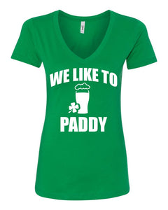 We Like to Paddy Shamrock St. Patrick's Day Women V-Neck T-Shirt Green Irish