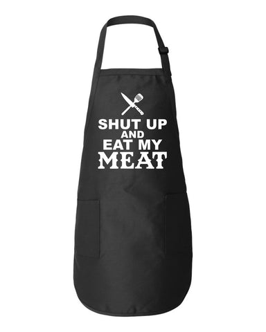 Shut Up And Eat My Meat Father's Day Gift Kitchen Apron BBQ Funny