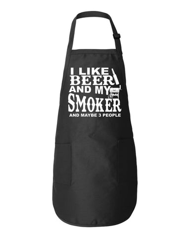 I Like Beer And My Smoker Funny Kitchen Apron BBQ Funny Gift Father's Day Mother's Day