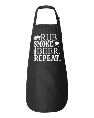 Rub Smoke Beer Repeat Funny BBQ Apron Smoker Gift Father's Day Mother's Day Cooking Meat Kitchen