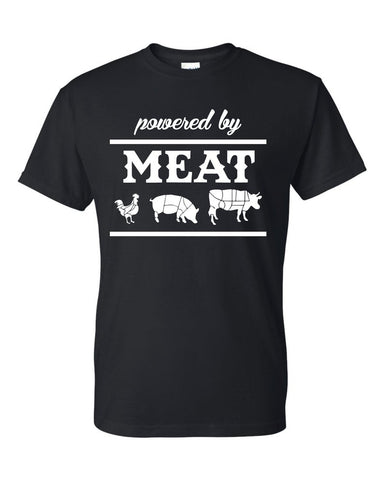 Powered By Meat Funny Carnivore Diet Father's Day BBQ Gift Unisex T-Shirt