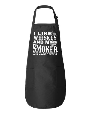 I Like Whiskey And My Smoker Funny Kitchen Apron BBQ Funny Gift Father's Day Mother's Day