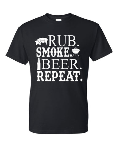 Rub Smoke Beer Repeat Funny Father's Day BBQ Gift Unisex T-Shirt Kitchen Cooking Smoker Chef