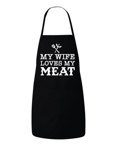 My Wife Loves My Meat Funny Kitchen BBQ Apron Father's Day Gift