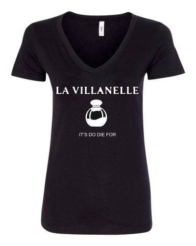 Killing Eve LA Villanelle It's to Die for V-Neck Womens T-Shirt- Black New TV SHOW