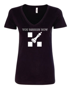 You Resign Now The Queen's Gambit Chess Women's V-Neck T-Shirt TV Show